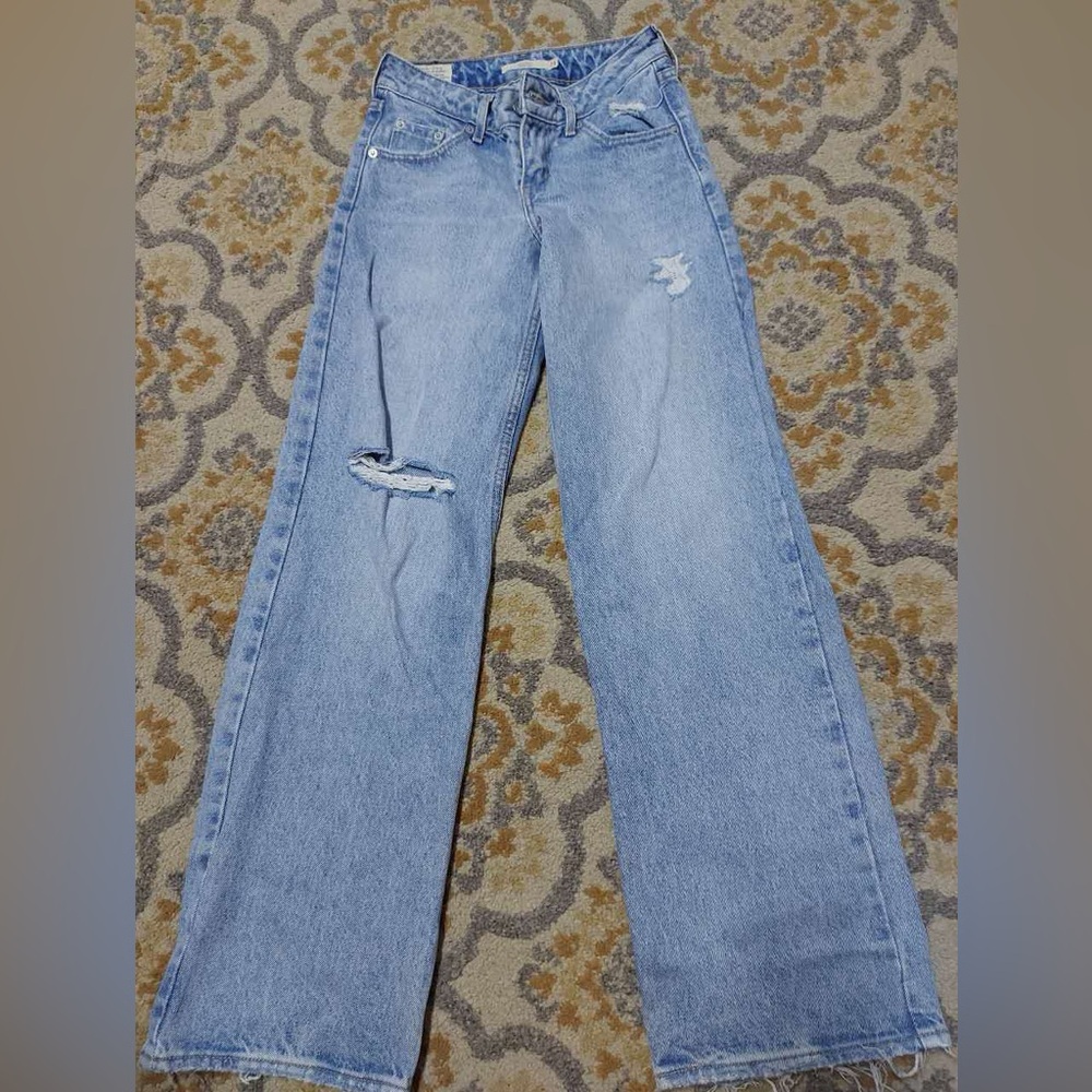 Levi's Light Blue Wide Leg Distressed Jeans
